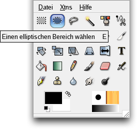 Die elliptische Auswahl im Werkzeugfenster.